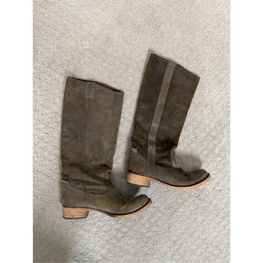 Steve Madden Leather Soft Dark Green Brown Boots 38/7.5